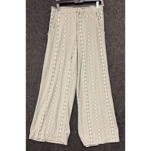 Derek Heart Pants Medium Green White High Waisted Wide Leg Pocket Activewear